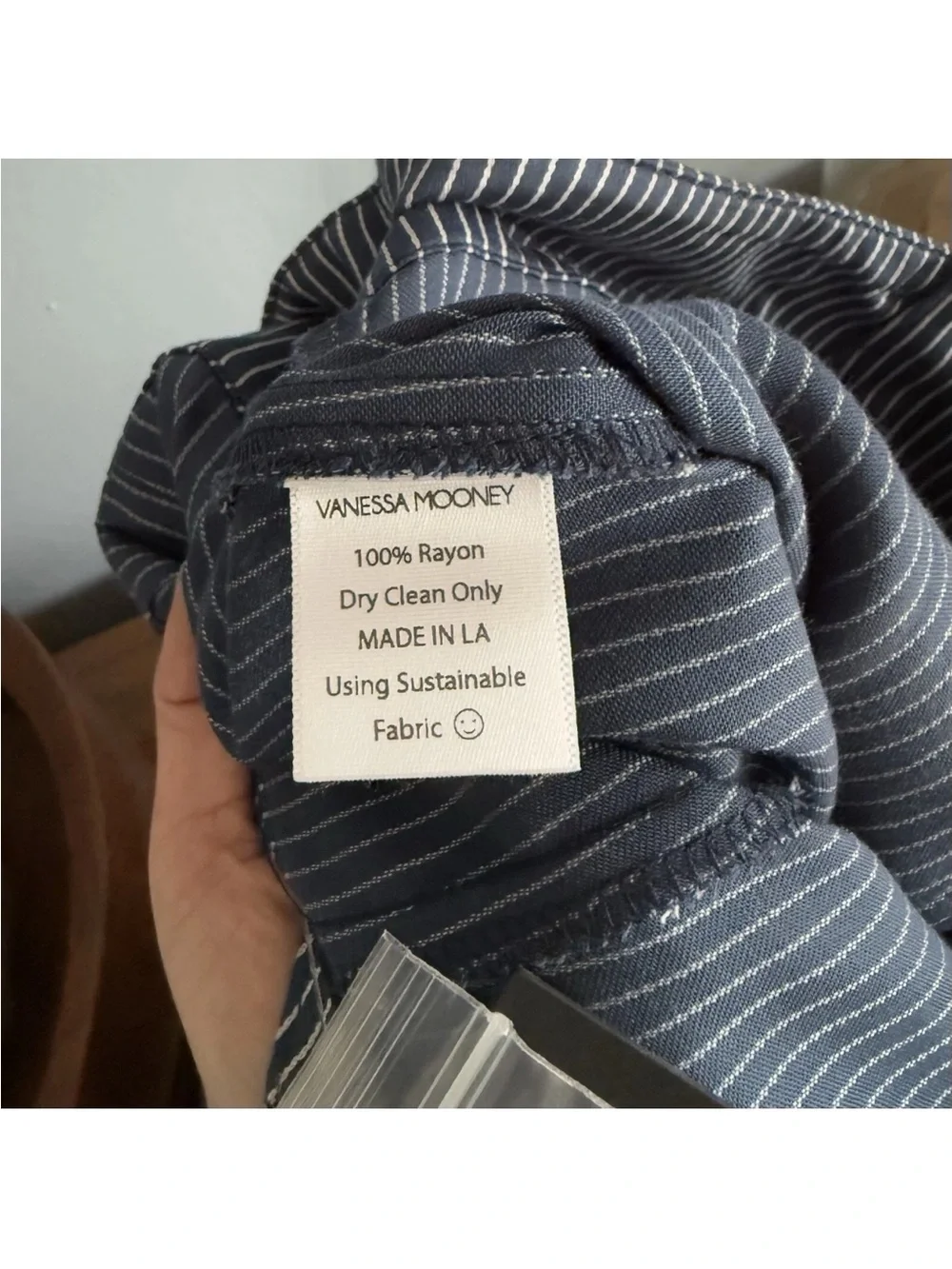 Vanessa Mooney Navy striped high waisted wide leg trousers M